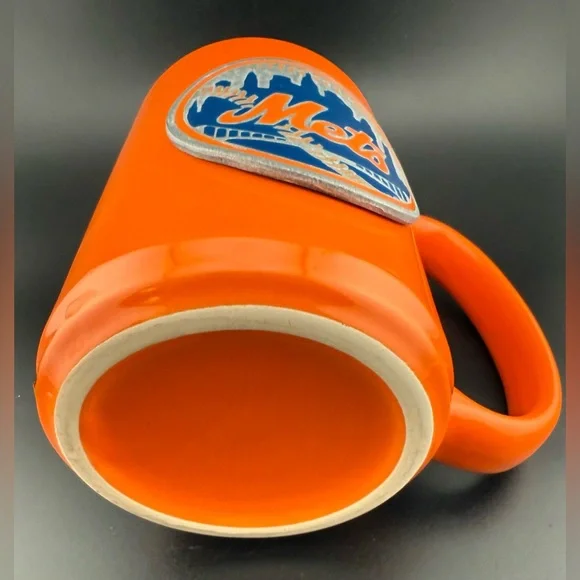 MLB NY Mets 12oz ceramic mug. Orange and Blue w/ a metal etched logo. - Picture 5 of 7